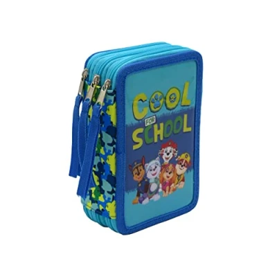Imagen de CYPBRANDS Paw Patrol Estuche con Cremallera, Plumier de 3 Pisos, Material Escolar, Incluido, Color Azul, Producto Oficial (CyP Brands), Ep 343 pw