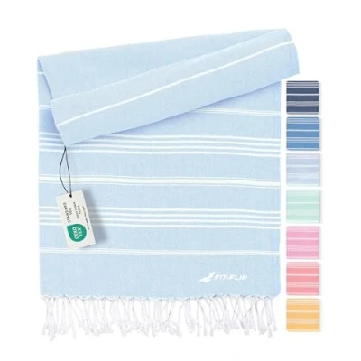 Imagen de Fit Flip Toalla Hammam Toallas de Playa Grandes algodón 100% Reciclado turca Secado rápido, Fouta, pestemal Ideal como Sarong Azul Hielo 100x200cm Sultan