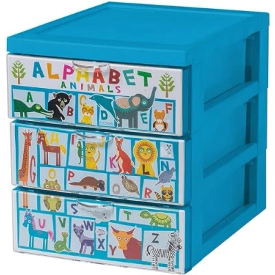Imagen de Iris Ohyama Unidad de almacenamiento plástico con 5 cajones profundos, Alfabeto Diseño Zoo, formato A4, A5 y A6, multiusos, para oficina, escuela, papelería, armario, Torre, Organizador, SCF