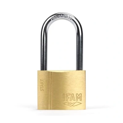 Imagen de IFAM Candado Antirrobo SR50AL Gama Start, 50 mm, Arco Largo, Sistema Doble Enganche, Incluye 2 Llaves de Serreta, Resistencia y Fiabilidad, Ideal para Maletas, Taquillas, Cajones Cajoneras, Talleres