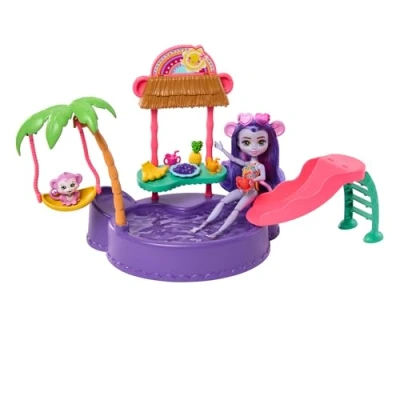 Imagen de Enchantimals Sunshine Island Muñeca Mono con Set de Juego Piscina y Accesorios, Juguete +4 años (Mattel HTW73)