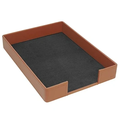 Imagen de Läufer 39048 Scala Cesta para Cartas (Piel de Vaca Natural, Color coñac, Hecha a Mano en Piel auténtica Alemania, Bandeja Piel)