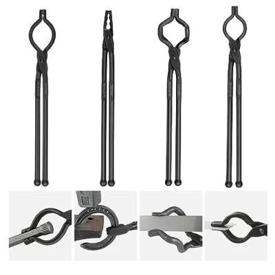 Imagen de VEVOR Juego de Pinzas Herrero Acero al Carbono 4 PCS Forja 46 cm en Forma V, Boca Lobo, ZV, Alicates Agarre Mango Largo Operación Segura Equipo Básico para