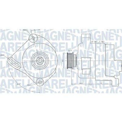 Imagen de MAGNETI MARELLI 063731886010 Alternador 14V 70A FIAT: Stilo Hatchback, Grande Punto Multi Wagon, ALFA ROMEO: MiTo