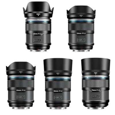 Imagen de SIRUI Sniper E Mount Juego de Lentes Enfoque Automático 16mm, 23mm, 33mm, 56mm, 75mm, Lente Cámara APS C Gran Angular F1.2 (Montura E, Negro)