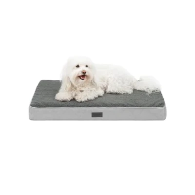 Imagen de Lionto Cama ortopédica, 76 x 51 8 cm, resistente, con felpa suave, funda extraíble y lavable, impermeable, apta para perros gatos pequeños grandes, color gris