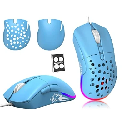 Imagen de ZIYOU LANG Ratones D19 G Pro con Cable para Juegos, Juegos de hasta 12.000 dpi, ratón O Model RGB 7 Botones programables, Carcasa Panal óptica Super Light Gamer Mouse