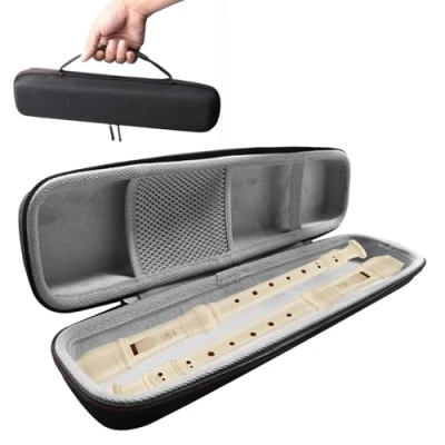 Imagen de bolsa de transporte con cremallera para flautas, almacenamiento portátil, funda rígida flauta soprano, dulce EVA, carcasa instrumentos