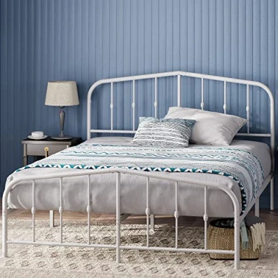 Imagen de Zinus Heidi Cama de 120 x 190 cm Estructura 31 Altura con Almacenamiento Debajo la Metal cabecero y pie Color Blanco