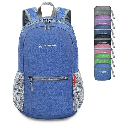 Imagen de ZOMAKE Mochila Plegable Pequeña 10L Mochilas Ligeras para Viajar Senderismo Mujer Hombre Ultraligera Excursion(Azul Oscuro)