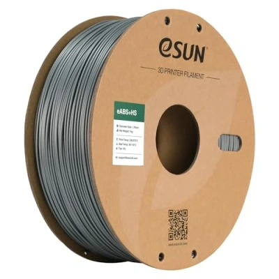 Imagen de eSUN ABS+ Filamento 1.75mm, eABS+HS de Alta Velocidad para Impresora 3D ABS Plus, Precisión Dimensional +/ 0.05mm, Carrete 1KG (2.2 LBS) Impresión Rápida,Plata