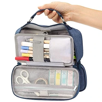 Imagen de EULANT Estuches Escolares 2 Cremalleras &amp; 3 Compartimentos, Estuche de Lápices Gran Capacidad, Grandes para Oficina/Escuela/Almacenamiento Viaje, Azul