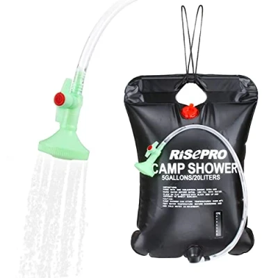 Imagen de RISEPRO Bolsa de Ducha Solar 20 litros para Calentar solares, Acampada, Ducha, indicador Temperatura, Agua Caliente, 45 C, Senderismo, Escalada C1004