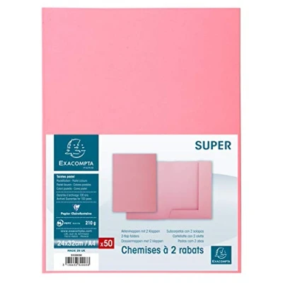 Imagen de Subcarpeta cartulina con 2 solapas exacompta din a4 gama super rosa 210 gr