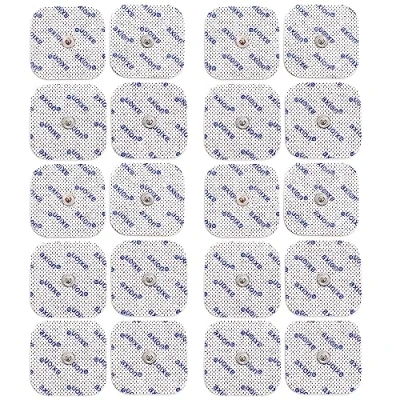 Imagen de 20 electrodos axion de 5x5 cm Compatibles con Beurer y otros electroestimuladores TENS EMS Reutilizables autoadhesivos conector botón 3,5 mm