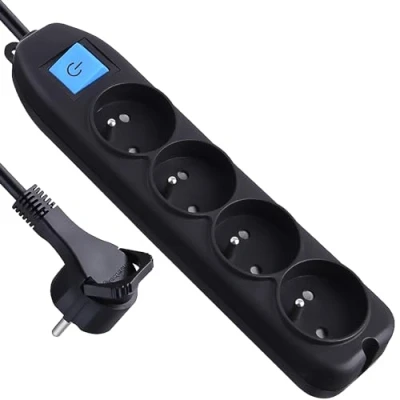 Imagen de Electraline 32051 Regleta de 4 enchufes (1,5 m), color negro