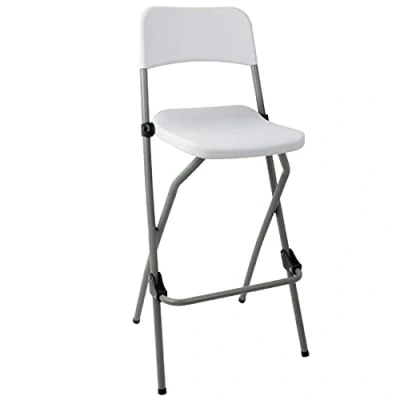 Imagen de Bolero. 2 Taburetes altos, plegables, portátiles de alta, con asiento plástico y marco acero inoxidable, para la cocina.