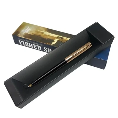 Imagen de Fisher Space Pen APOLLO Cap o matic Bolígrafo con tapa negra y dorada, caja de regalo FS251G