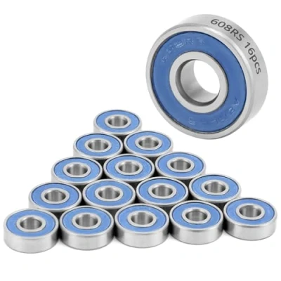 Imagen de QWORK® 16 Piezas 608RS rodamientos de Bolas, ABEC 9, rígidos Bolas en Miniatura con Doble blindaje, para monopatines, Scooter, Patines línea