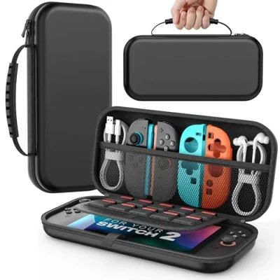 Imagen de MoKo Funda para Nintendo Switch 2 2025, Protectora Rígida Portátil de Viaje con 10 Cartuchos, Estuche Transporte Consola y Accesorios, Negro