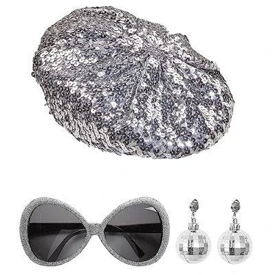 Imagen de W WIDMANN Disco Baby (sequin beret, gafas de purpurina, pendientes bola disco)