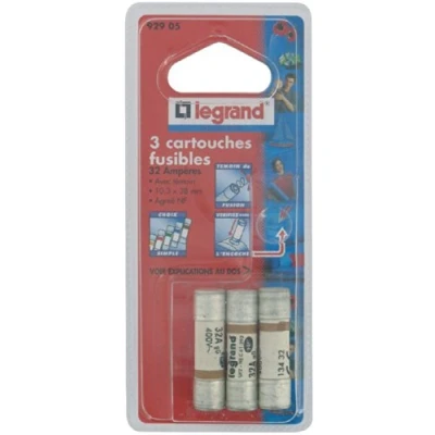 Imagen de Legrand LEG92905 Juego de 3 cartuchos fusibles (32 A, 10,3 x 38 mm)