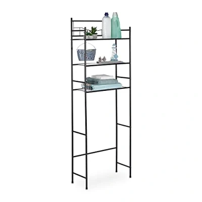 Imagen de Relaxdays Estanterías para Lavadora, 3 Baldas, Mueble Encima de WC y Secadora, 165 x 58 25 cm, Metal, Negro