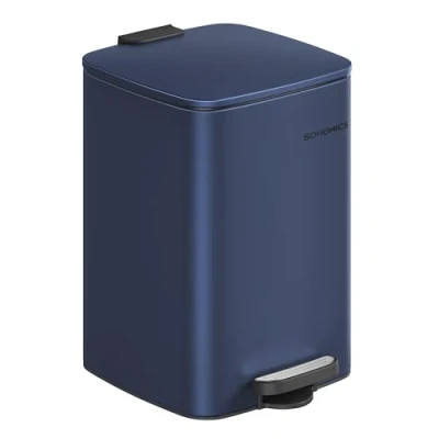 Imagen de SONGMICS Cubo de Basura, Basura 20 L, Cocina Acero Inoxidable, con Interior, Cierre Suave y Permanece Abierto, Azul Medianoche LTB592Q02