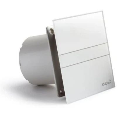 Imagen de Cata Extractor de Baño E 120 GT Gran Aspiración Perimetral Timer Protector Térmico Potencia 15W 2400 r.p.m Silencioso Frontal Cristal Color Blanco