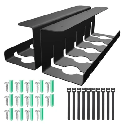 Imagen de AiQInu Bandeja Organizador Cables Escritorio 2 Piezas, con Accessori, Recoge Mesa Escritorio, para la Gestión de Cables, Ordenar Canaleta