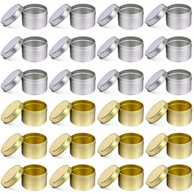 Imagen de NRANSON 24 tarros de Vela vacíos para Hacer Velas, recipientes Redondos Metal con Tapas a Granel, latas Reutilizables Velas DIY (5OZ,12PCS Silver+12PCS Gold)