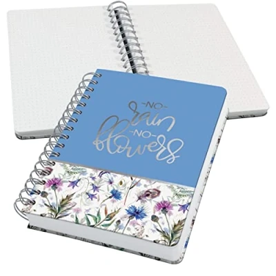 Imagen de SIGEL JN619 Jolie Libreta de espiral, Misty Meadows, cuadriculado con puntos (impresión Dot), 120 g/m², 16,8 x 21,5 cm, tapa dura, 240 páginas, violett, azul, verde