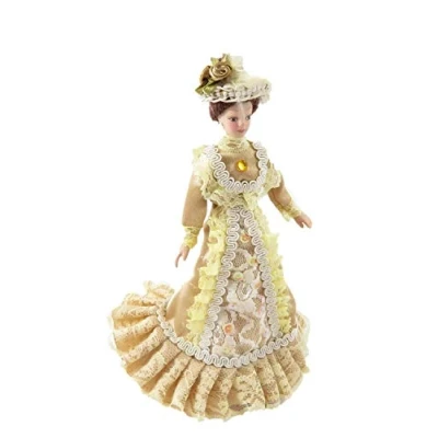 Imagen de Melody Jane Casa de Muñecas Victoriano Mujer Constance en Dorado Conjunto Porcelana 1:12 Escala Gente