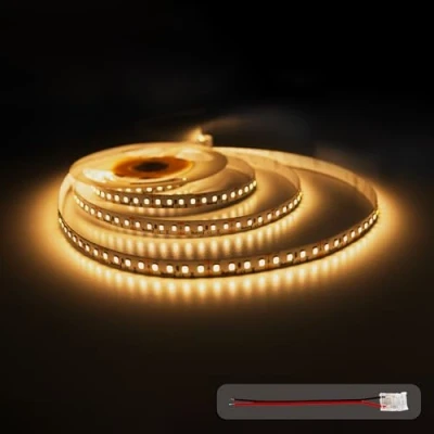 Imagen de illuburg 12V Tira LED 5m Blanco Cálido 2700K 128LEDs/m 12W/m 7200lm SMD 2835 Regulable Strip Luces Autoadhesiva Iluminación Decorativa