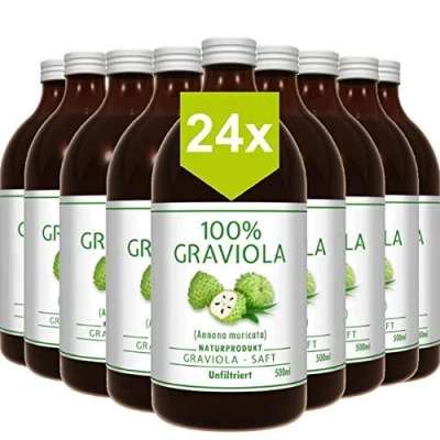 Imagen de 24 x 100% ZUMO de GUANÁBANA sin filtrar y vegano (24 500 ml), hecho puré graviola al 100%. Compra ventaja. Graviola. Soursop. Corossol. Stachelannone.