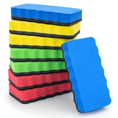 Imagen de JEFURE Borrador Pizarra Blanca 8 piezas 4 colores, Magnetico para Limpieza en Seco Muchas Superficies, Tiza Pizarras Blancas, y Vidrio
