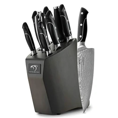 Imagen de Cuchillo de Cocina Profesional, Bloque madera Set Cuchillos Acero Damasco con 9 Piezas,Cuchillos Chef by NANFANG BROTHERS