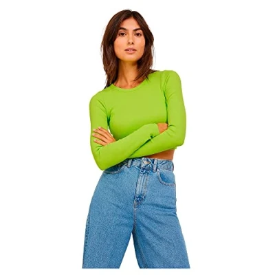 Imagen de JJXX Jxfeline LS Rib tee Noos Camiseta de Manga Larga, Verde Lima, S Mujeres
