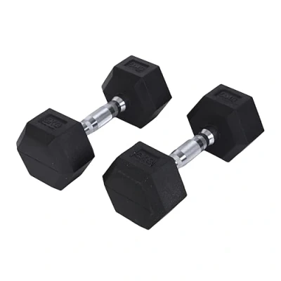 Imagen de Endless Par de 5 kg (2 x 11 lb) Hexagon Rubber Coated Dumbbell Negro Material: Hierro y goma Perfecto para culturismo, fitness, levantamiento peso entrenamiento en casa o gimnasio