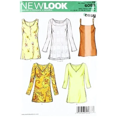 Imagen de New Look Patrón de Vestido para Mujer, Seda, Blanco, A (10 12 14 16 18 20 22)