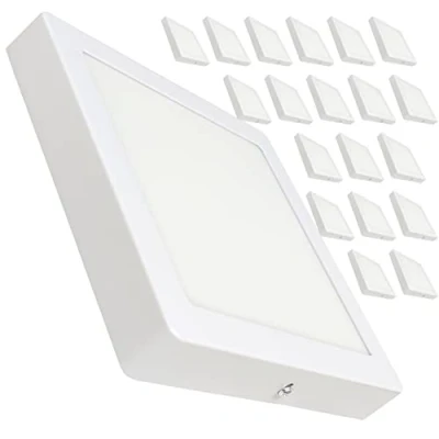 Imagen de LED ATOMANT Pack 20x Plafon Superficie Cuadrado, 225x225mm, 20W, Color Blanco Frio (6500K), 1800 lumenes, Driver incluido