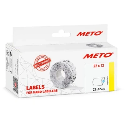 Imagen de Meto etiquetas para etiquetadoras manuales (22x12 mm, 1 línea, blanco, 6000 unidades, adherencia permanente multifunción congelación, Meto, Contact, Sato, Avery, Tovel, Samark, etc.)