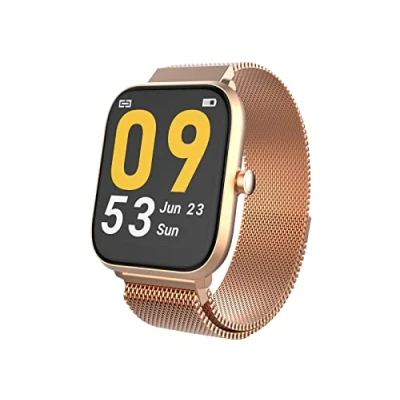 Imagen de Trevi T Fit 260 Plus Reloj Inteligente de Fitness con detección Temperatura Corporal y presión Arterial, Bluetooth, Control Salud Estado Bienestar, Resistente al Agua IP68, Dorado