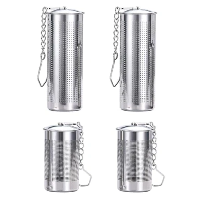 Imagen de Colador De Té 4 Piezas, Filtro Acero Inoxidable, Infusor Para Suelto, Separador Fugas Cilíndrico Largo, Accesorios Hacer