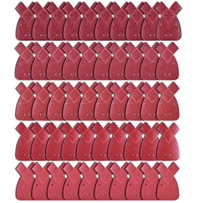 Imagen de AUSTOR 50 Piezas Hojas de Lija para Lijadora Black and Decker, 10 X Sémola 40/60/ 80/120/ 240, Marrón