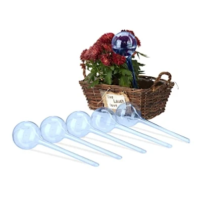 Imagen de Relaxdays Bolas Juego 6 Globos Riego Plantas Interior, Biberones Regadores Flores, Plástico, 250ml, 28x8cm, Azul, 28 x 8 cm