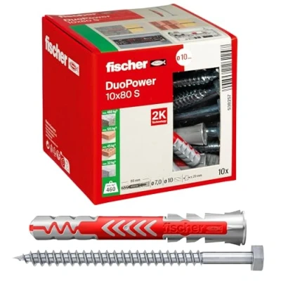 Imagen de fischer Duopower Gris, Diy/ (Caja Brico de 10 Uds), 538257, 10x80 S