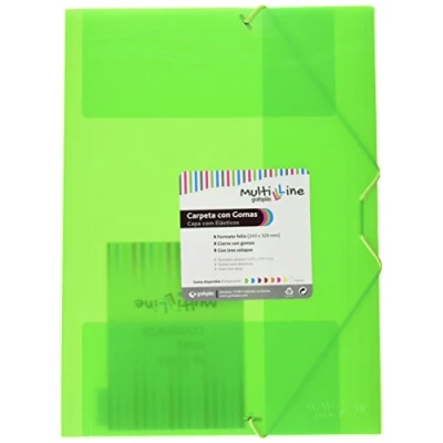 Imagen de Grafoplás 4801820. Pack de 6 Carpetas con Gomas, Verde, Tamaño Folio, Polipropileno, Serie Multiline