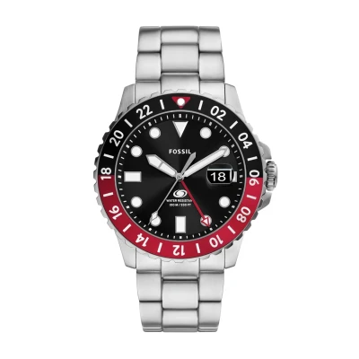 Imagen de Fossil Reloj Analógico para Hombre de Cuarzo con Correa en Acero Inoxidable FS6092, Rojo y Negro