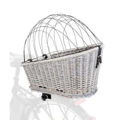 Imagen de Trixie Cesta de Bicicleta con celosía para portaequipajes, Sauce/Metal, 35 x 49 55 cm, Gris, 2,259 kg